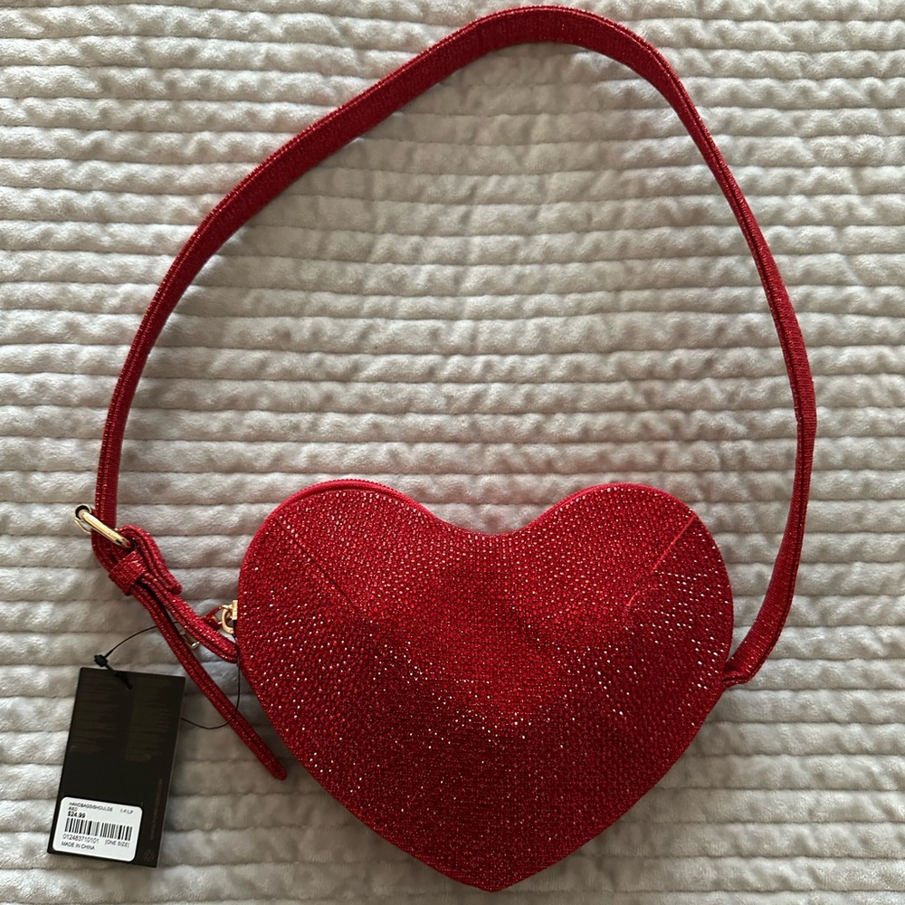 Forever 21 heart shaped rhinestone bag